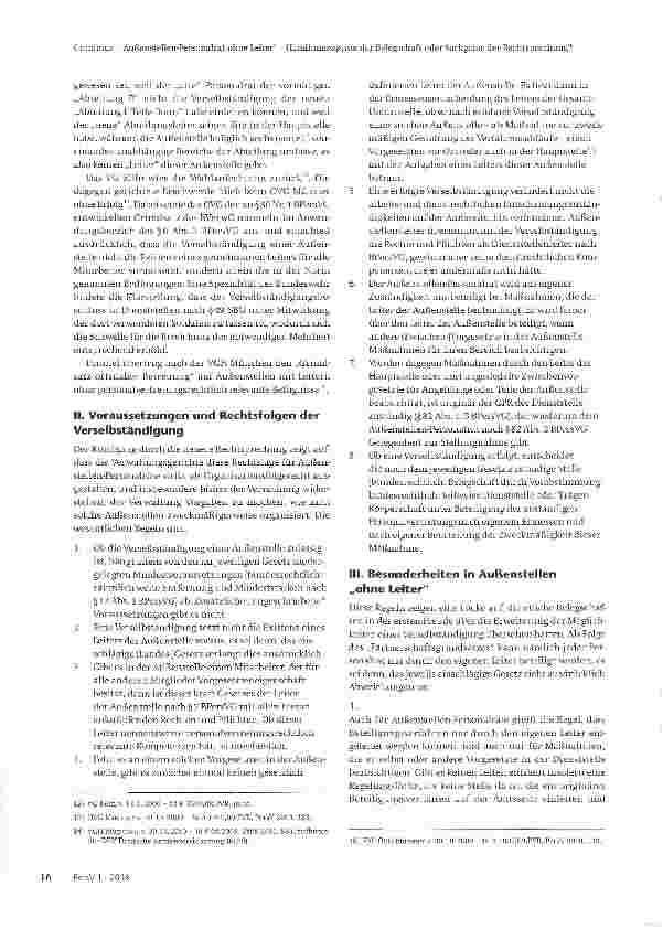 Vorschauseite 4: Außenstellen-Personalrat ohne Leiter - Handlungsoption der Belegschaft oder Sackgasse der Rechtsprechung?