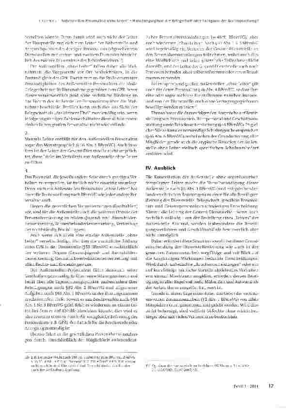 Vorschauseite 5: Außenstellen-Personalrat ohne Leiter - Handlungsoption der Belegschaft oder Sackgasse der Rechtsprechung?