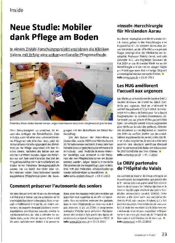 Vorschauseite 1: Neue Studie: Mobiler dank Pflege am Boden