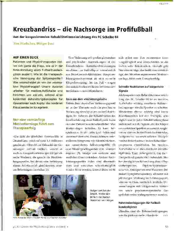 Vorschauseite 1: Kreuzbandriss - die Nachsorge im Profifußball