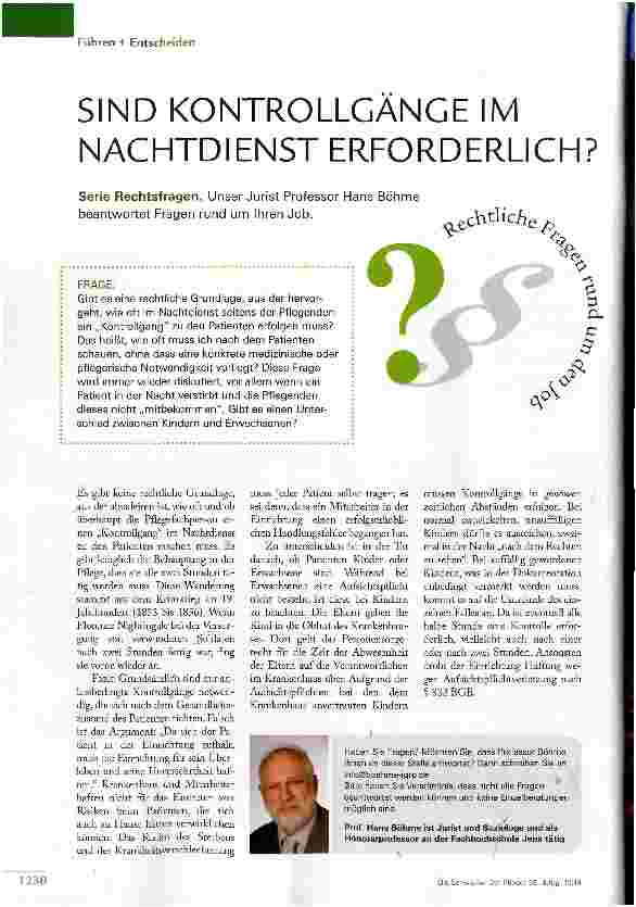 Vorschauseite 1: SIND KONTROLLGÄNGE IM NACHTDIENST ERFORDERLICH?