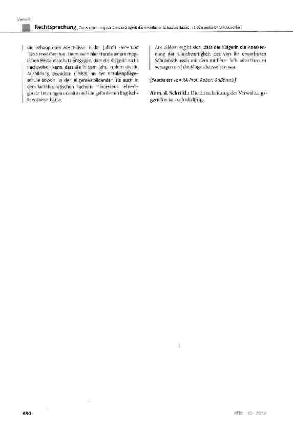 Vorschauseite 5: Zur Anerkennung der Gleichwertigkeit des erworbenen Schulabschlusses mit dem mittleren Schulabschluss