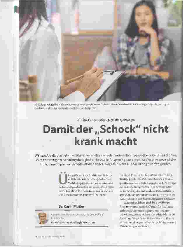 Vorschauseite 1: Corrected text: Damit der „Schock" nicht krank macht.