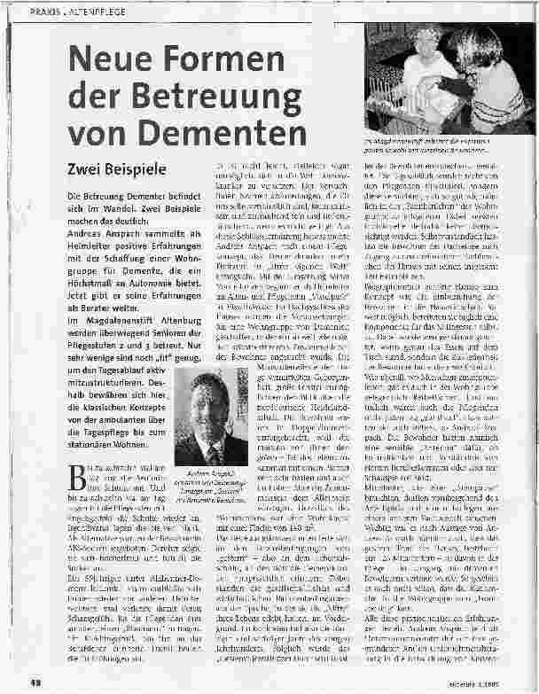 Vorschauseite 1: Neue Formen der Betreuung von Dementen