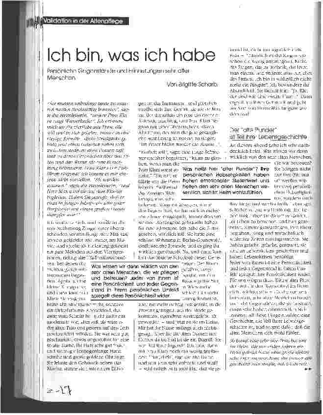 Vorschauseite 1: Ich bin, was ich habe Persönliche Gegenstände und Erinnerungen sehr alter Menschen