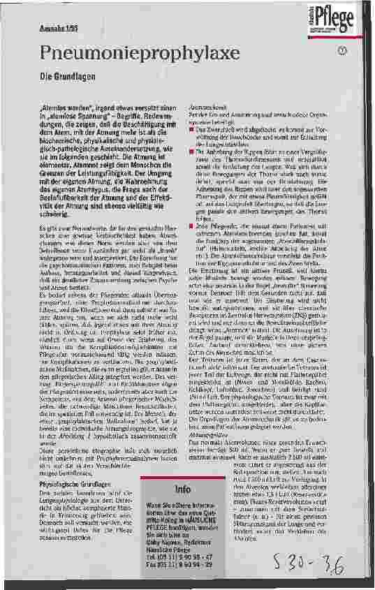 Vorschauseite 1: Pneumonieprophylaxe Die Grundlagen