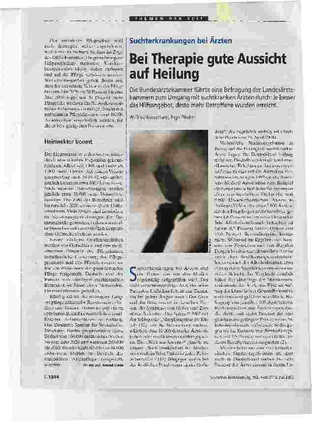 Vorschauseite 3: Damit das Alter nicht zur Bedrohung und Last wirdDer demographische Wandel beansprucht immer mehr die Versorgungsressourcen und -qualitäten im Pflegesektor.