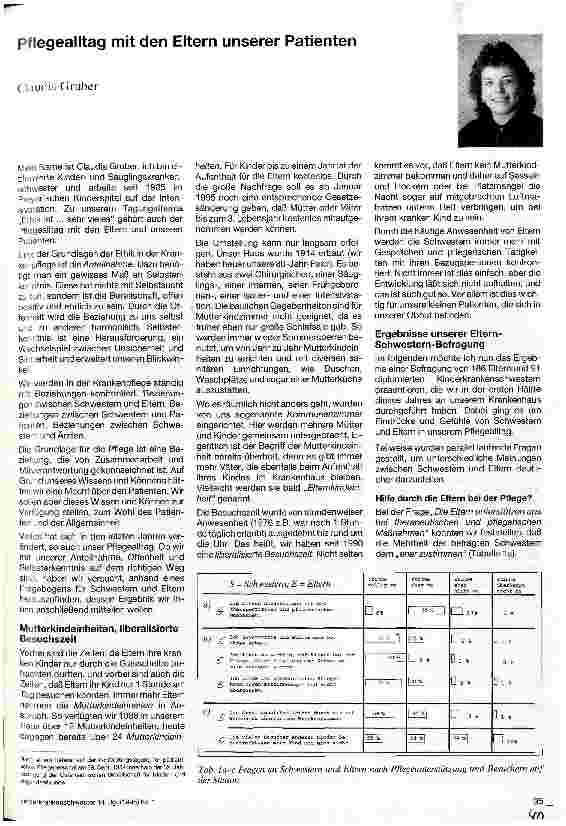 Vorschauseite 1: Pflegealltag mit den Eltern unserer Patienten