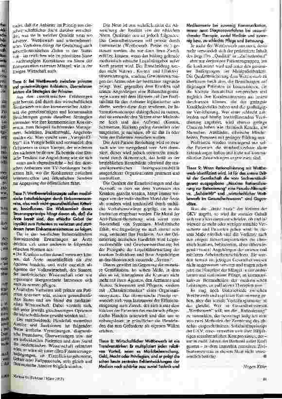 Vorschauseite 4: Wettbewerb im Gesundheitswesen Neun Thesen zu den Folgen für die medizinische Versorgung