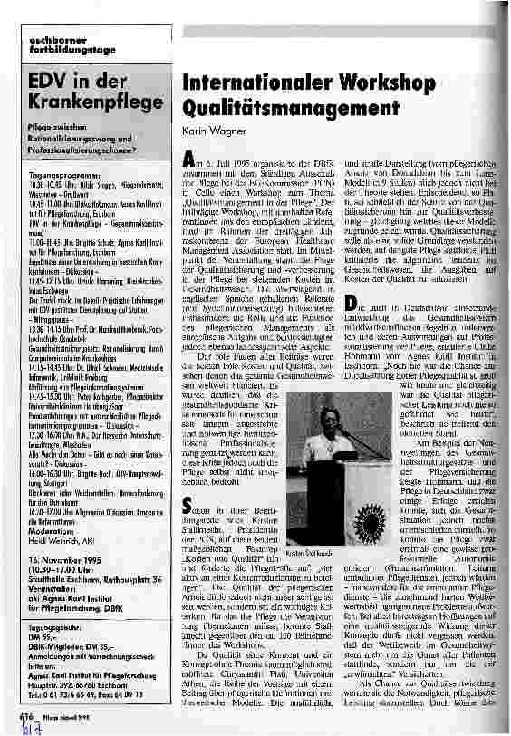 Vorschauseite 1: Internationaler Workshop Qualitätsmanagement