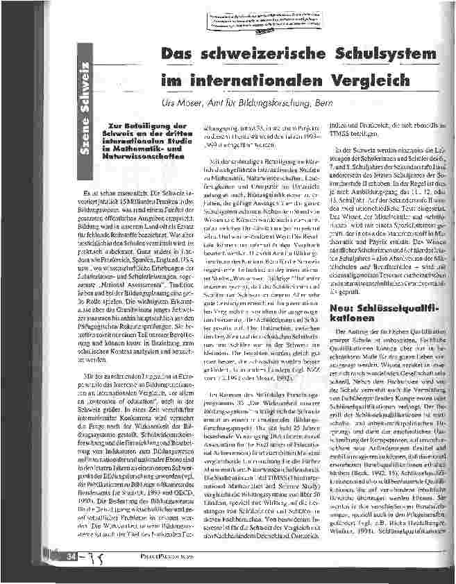 Vorschauseite 1: Das schweizerische Schulsystem im internationalen Vergleich