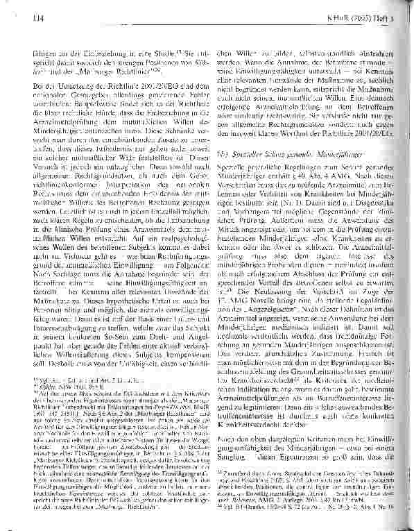 Vorschauseite 4: Funktion und rechtliche Verantwortung der Ethikkommission - insbesondere bei der Forschung an nicht unbeschränktEinwilligungsfähigen