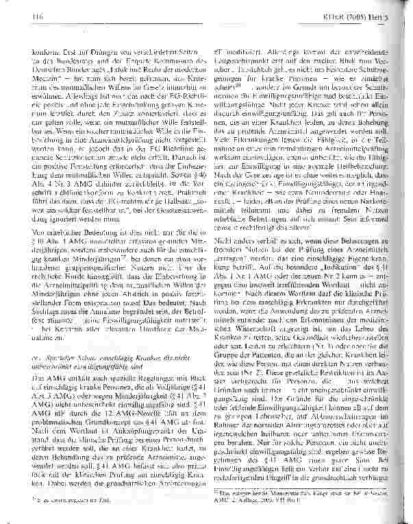 Vorschauseite 6: Funktion und rechtliche Verantwortung der Ethikkommission - insbesondere bei der Forschung an nicht unbeschränktEinwilligungsfähigen