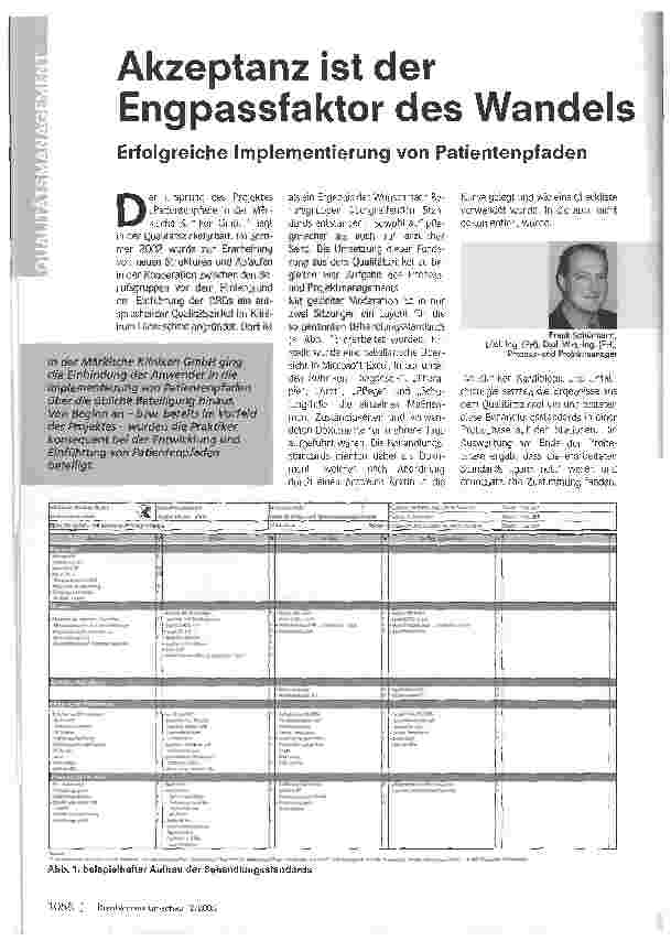 Vorschauseite 1: Akzeptanz ist der Engpassfaktor des WandelsErfolgreiche Implementierung von Patientenpfaden