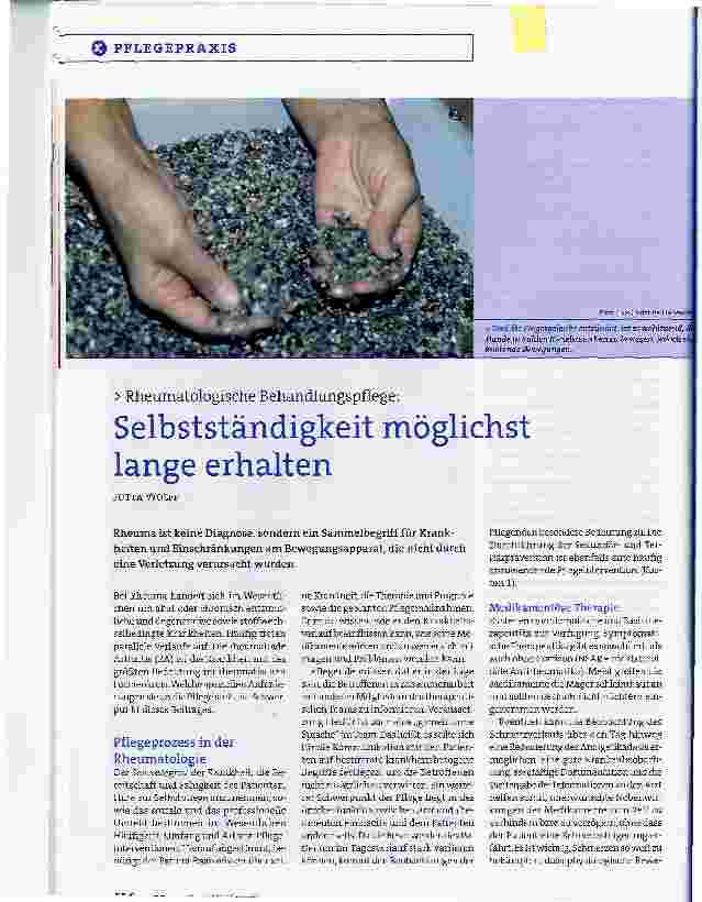 Vorschauseite 1: Rheumatologische Behandlungspflege:Selbstständigkeit möglichst lange erhalten