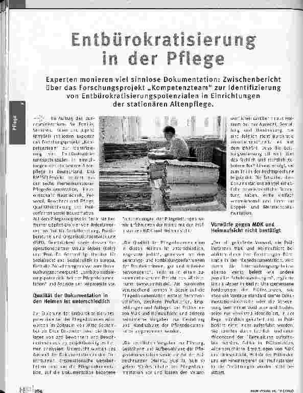 Vorschauseite 1: Entbürokratisierung in der Pflege