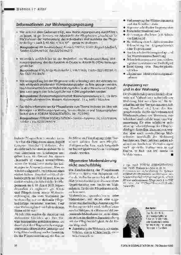 Vorschauseite 3: Bei Umbau oder Umzug - was zahlt die Pflegekasse? Neue Definition der Pflegekassen zum eigenen Haushalt stiftet Verwirrung IKK-Arbeitshilfe zur Wohnungsanpassung