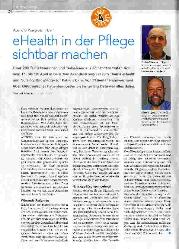Vorschauseite 1: eHealth in der Pflege sichtbar machen