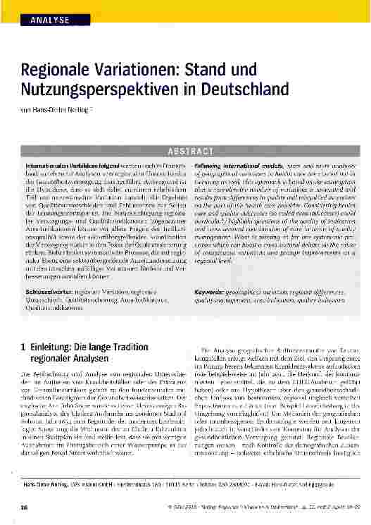 Vorschauseite 1: Regionale Variationen: Stand und Nutzungsperspektiven in Deutschland