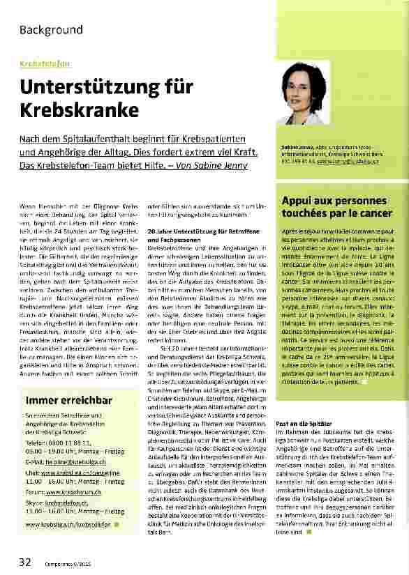 Vorschauseite 1: Unterstützung für Krebskranke