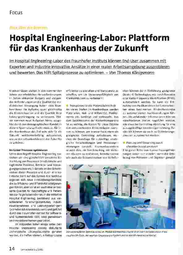 Vorschauseite 1: Hospital Engineering-Labor: Plattform für das Krankenhaus der Zukunft
