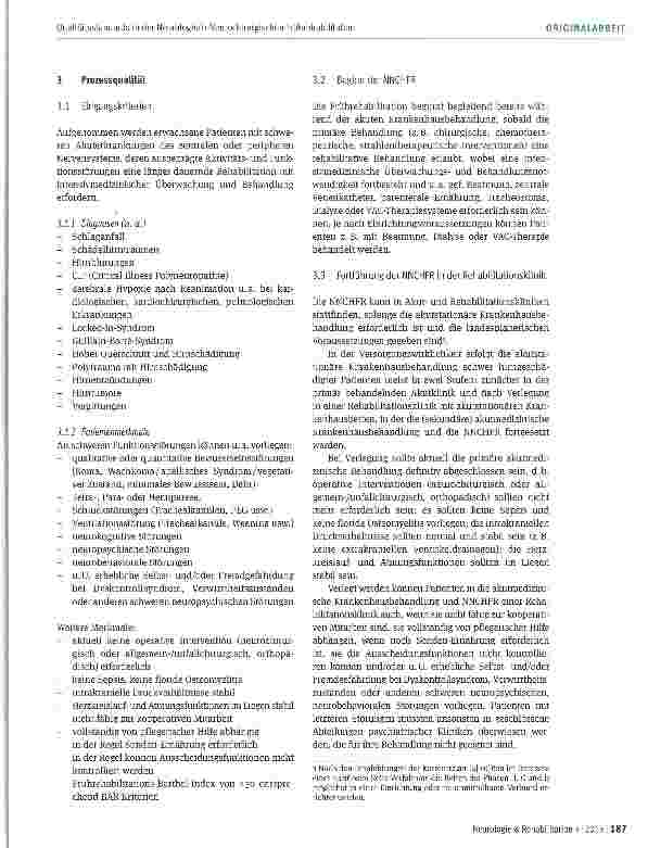 Vorschauseite 3: Qualitätsstandards in der Neurologisch-Neurochirurgischen Frührehabilitation