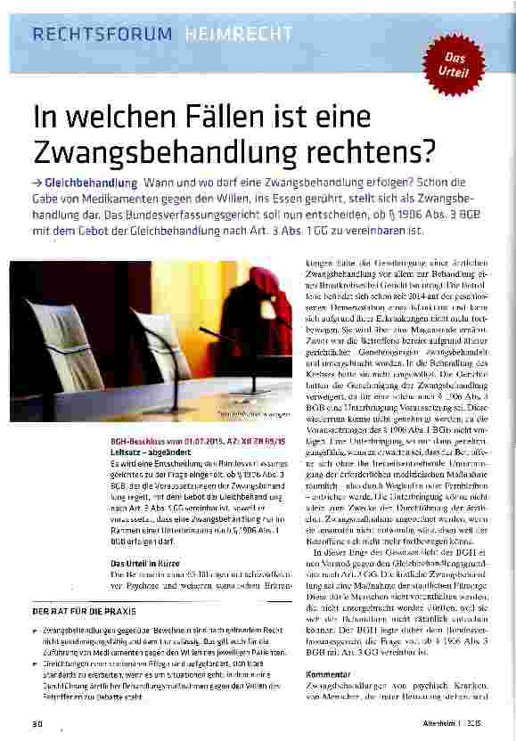 Vorschauseite 1: In welchen Fällen ist eine Zwangsbehandlung rechtens?