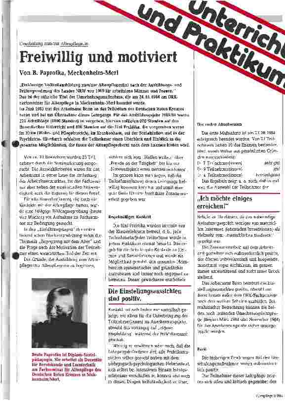 Vorschauseite 1: Freiwillig und motiviert Umschulung zum/zur Altenpflegerin