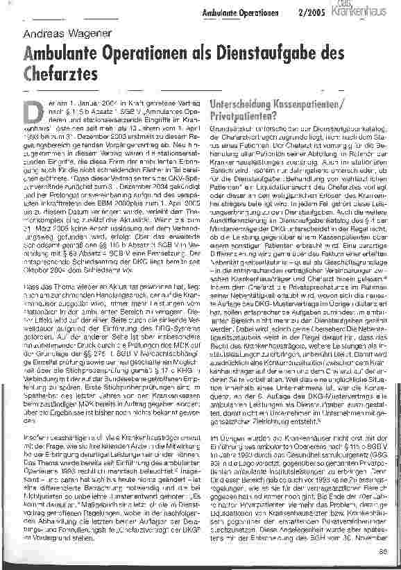 Vorschauseite 1: Ambulante Operationen als Dienstaufgabe des Chefarztes