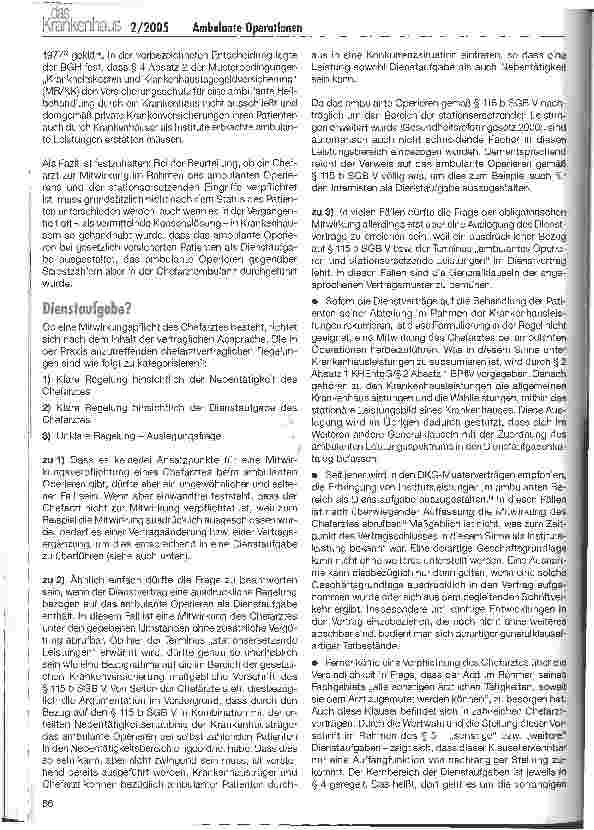 Vorschauseite 2: Ambulante Operationen als Dienstaufgabe des Chefarztes