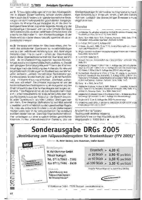Vorschauseite 4: Ambulante Operationen als Dienstaufgabe des Chefarztes