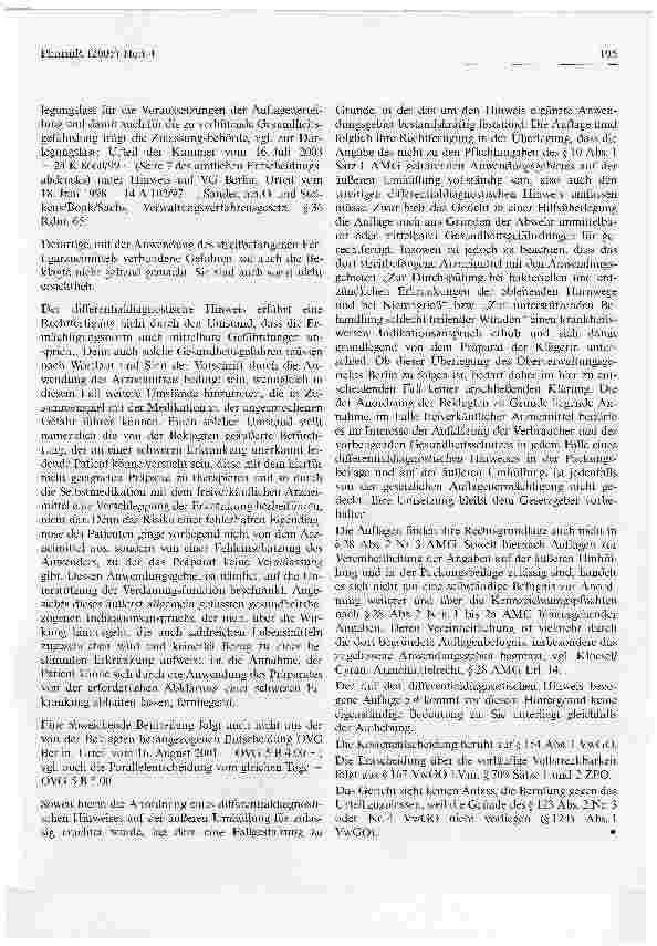 Vorschauseite 4: Keine Allgemeinplätze und differentialdiagnostische Angaben auf der äußeren Umhüllung für ein OTC-PräparatVerwaltungsgericht Köln, Urteil vom 6. August 2003 - 24 K 3620/00