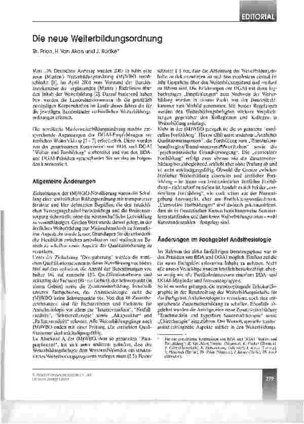 Vorschauseite 1: Die neue Weiterbildungsordnung