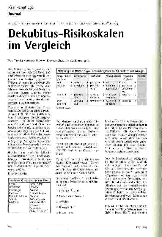 Vorschauseite 1: Dekubitus-Risikoskalen im Vergleich