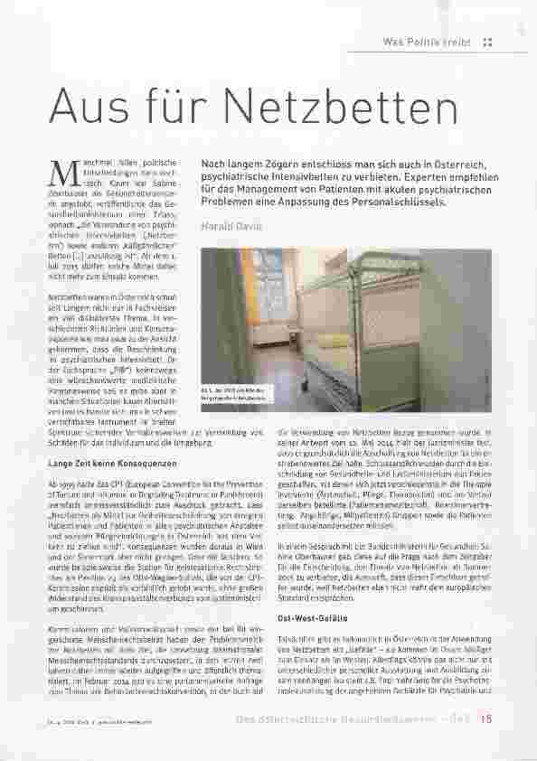Vorschauseite 1: Aus für Netzbetten