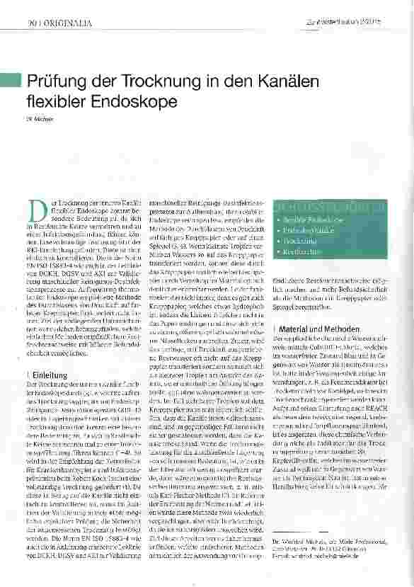 Vorschauseite 1: Prüfung der Trocknung in den Kanälen flexibler Endoskope