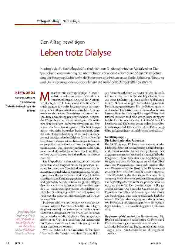 Vorschauseite 1: Leben trotz Dialyse