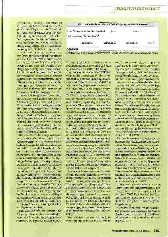 Vorschauseite 2: Content Validity Index (CVI) der Good Nursing Care Scale for Nurses [Austria] (GNCS-N/A) zur Erfassung der Pflegequalität im Krankenhaus