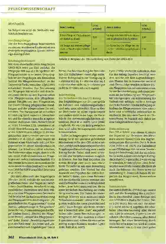 Vorschauseite 3: Content Validity Index (CVI) der Good Nursing Care Scale for Nurses [Austria] (GNCS-N/A) zur Erfassung der Pflegequalität im Krankenhaus