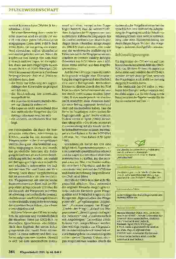 Vorschauseite 5: Content Validity Index (CVI) der Good Nursing Care Scale for Nurses [Austria] (GNCS-N/A) zur Erfassung der Pflegequalität im Krankenhaus