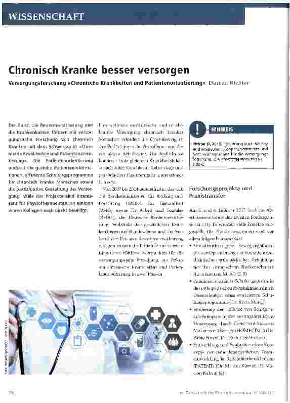 Vorschauseite 1: Chronisch Kranke besser versorgen