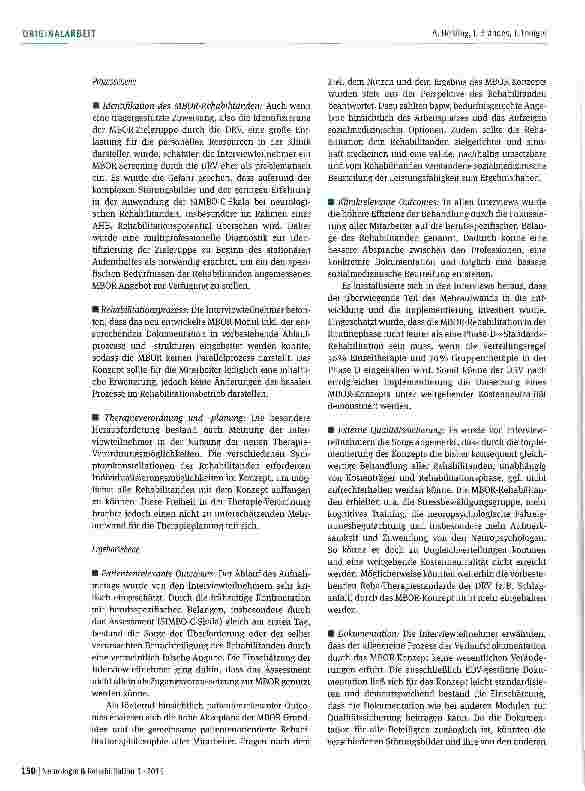 Vorschauseite 5: Implementierung von MBOR in der Neurologischen Rehabilitation mithilfe von Experteninterviews in der Erprobungsphase