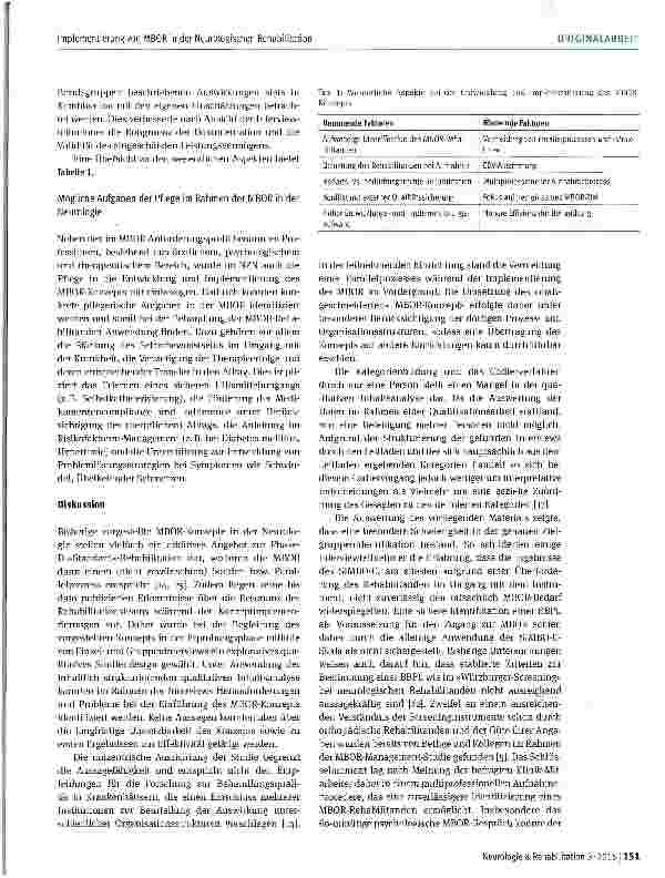 Vorschauseite 6: Implementierung von MBOR in der Neurologischen Rehabilitation mithilfe von Experteninterviews in der Erprobungsphase