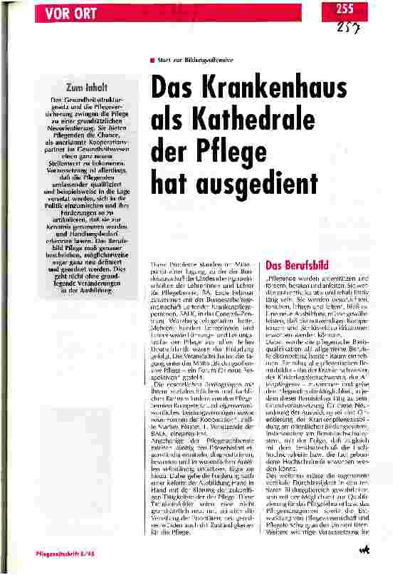 Vorschauseite 1: Das Krankenhaus als Kathedrale der Pflege hat ausgedient