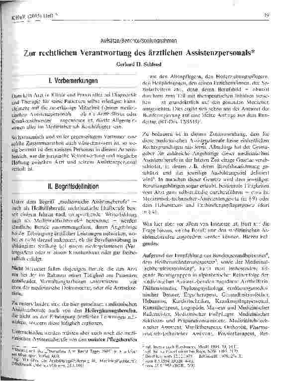 Vorschauseite 1: Zur rechtlichen Verantwortung des ärztlichen Assistenzpersonals