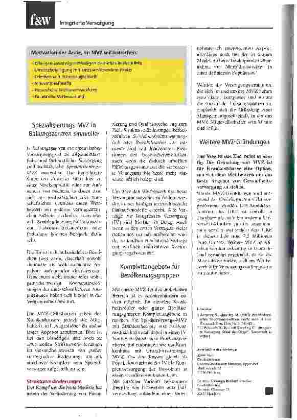 Vorschauseite 3: Halten MVZ,was sie versprechen?