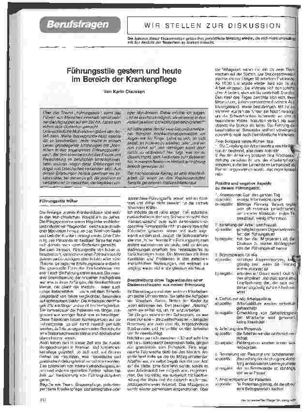 Vorschauseite 1: Führungsstile gestern und heute im Bereich der Krankenpflege