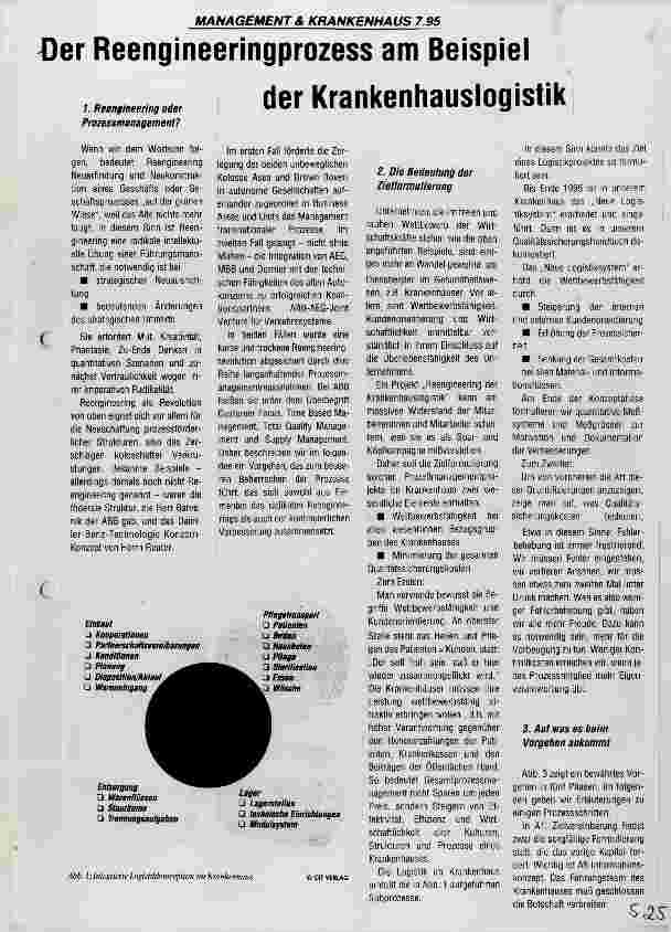 Vorschauseite 1: Der Reenineeringprozeß am Beispiel der Krankenhauslogistik