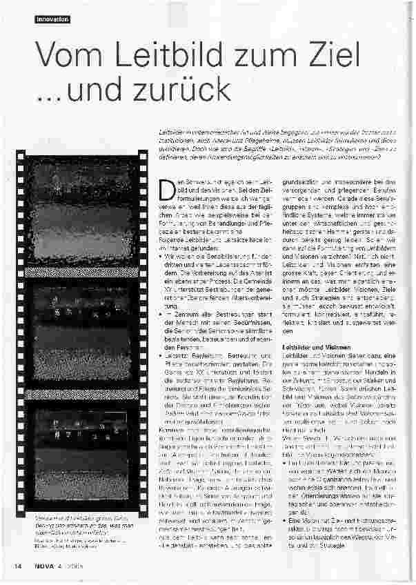 Vorschauseite 1: Vom Leitbild zum Ziel. .. und zurück
