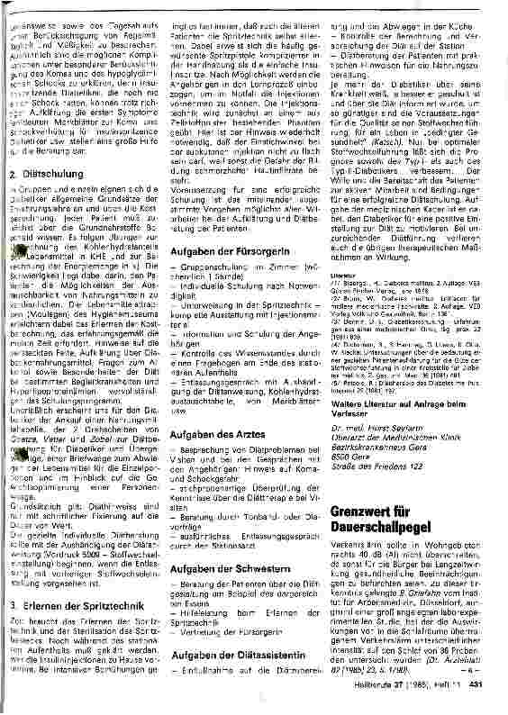 Vorschauseite 2: Schulung und Diätberatung der Diabetiker im Krankenhaus